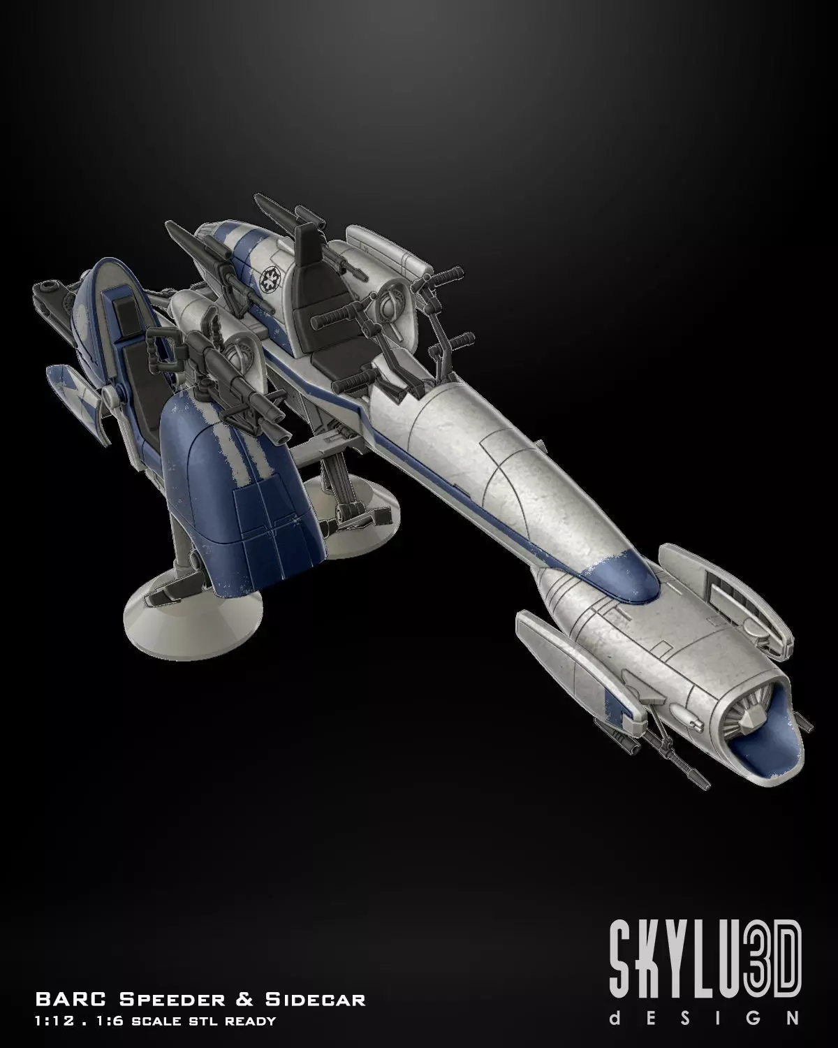 BARC Speeder with Sidecar One12 Scale kit 3D STL Files 3D print model_0