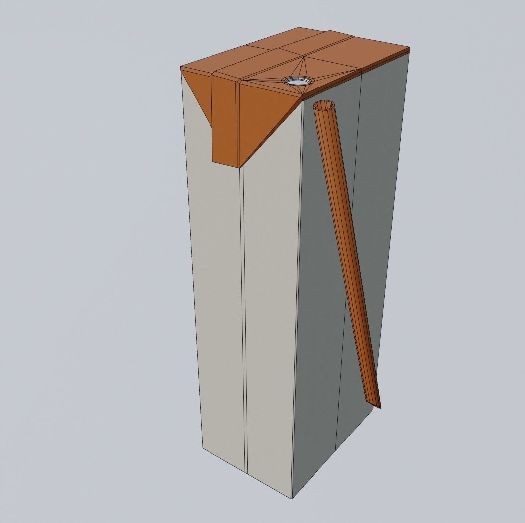 Low Poly Juice Box Mockup with Straw Low-poly 3D model_3