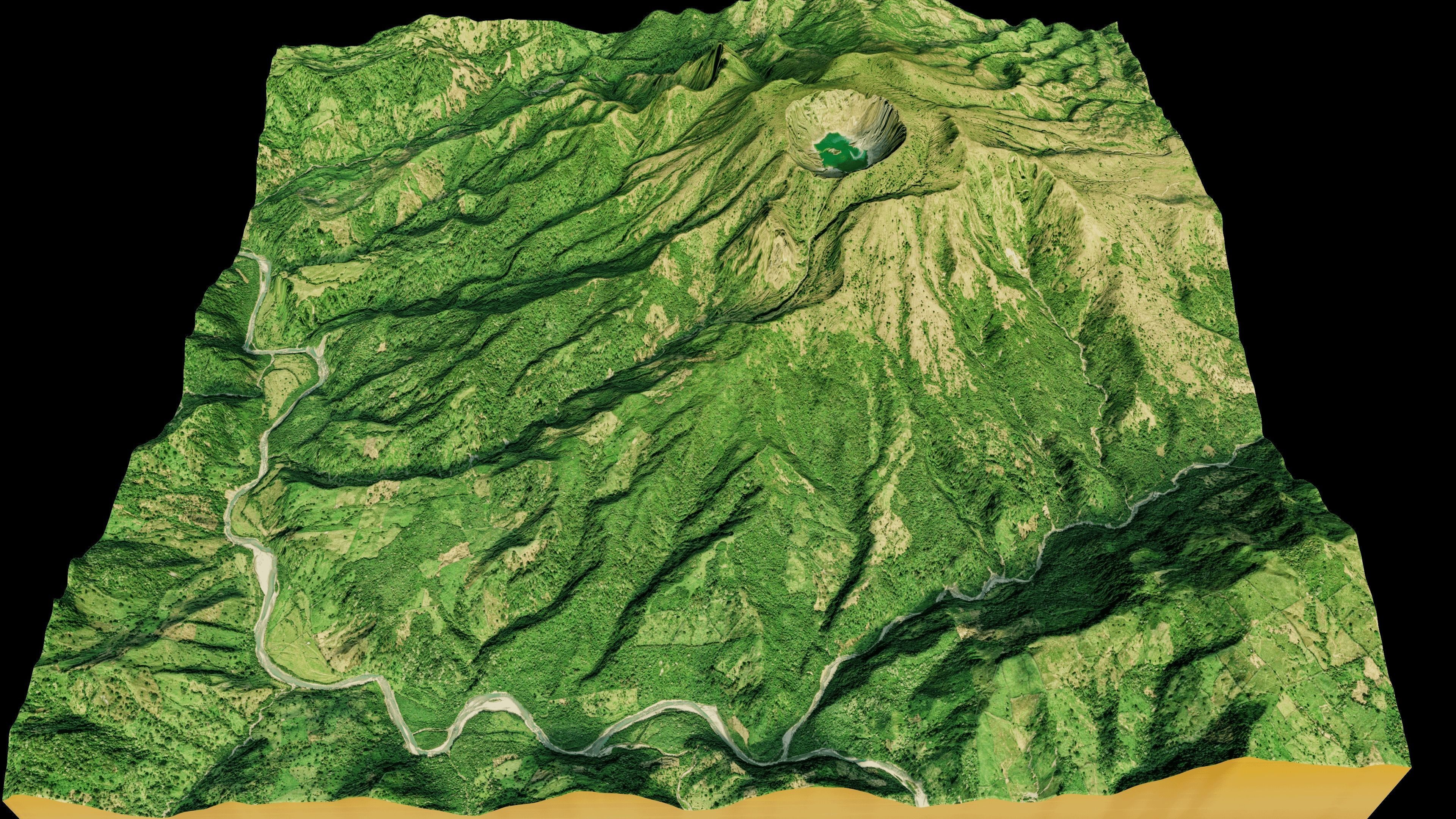 El Chichon Volcano 3d model terrain Low-poly 3D model_6
