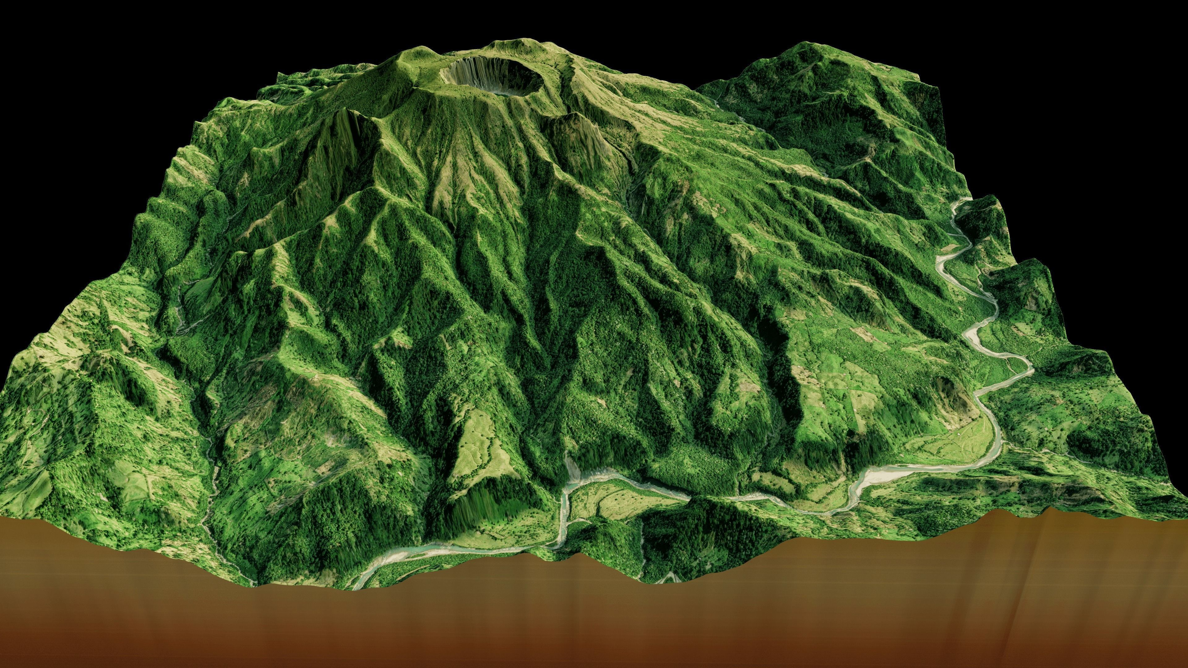 El Chichon Volcano 3d model terrain Low-poly 3D model_1