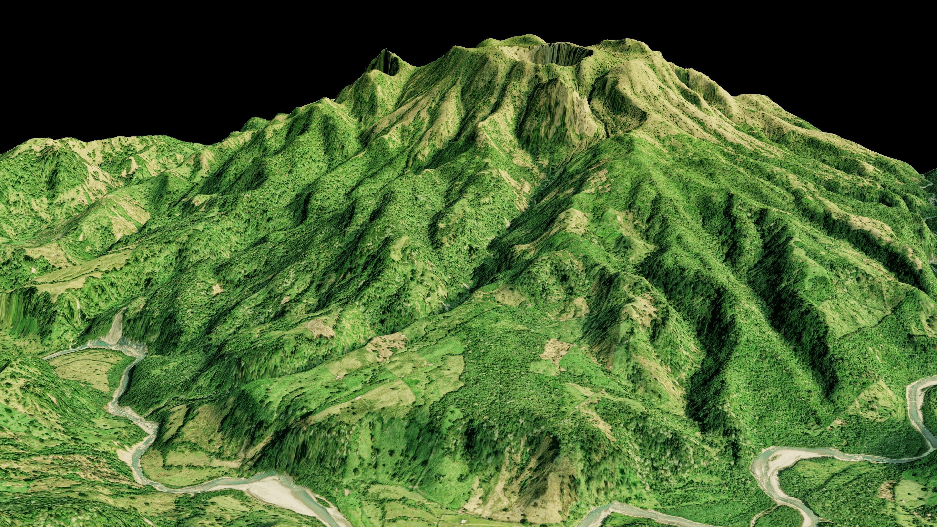 El Chichon Volcano 3d model terrain Low-poly 3D model_5