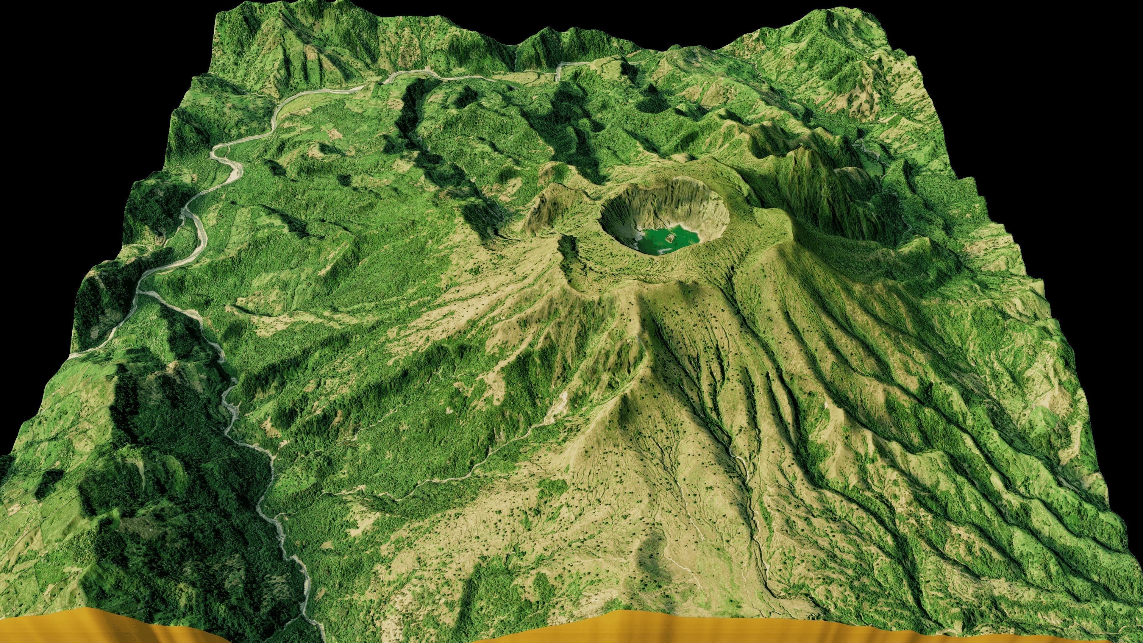 El Chichon Volcano 3d model terrain Low-poly 3D model_10