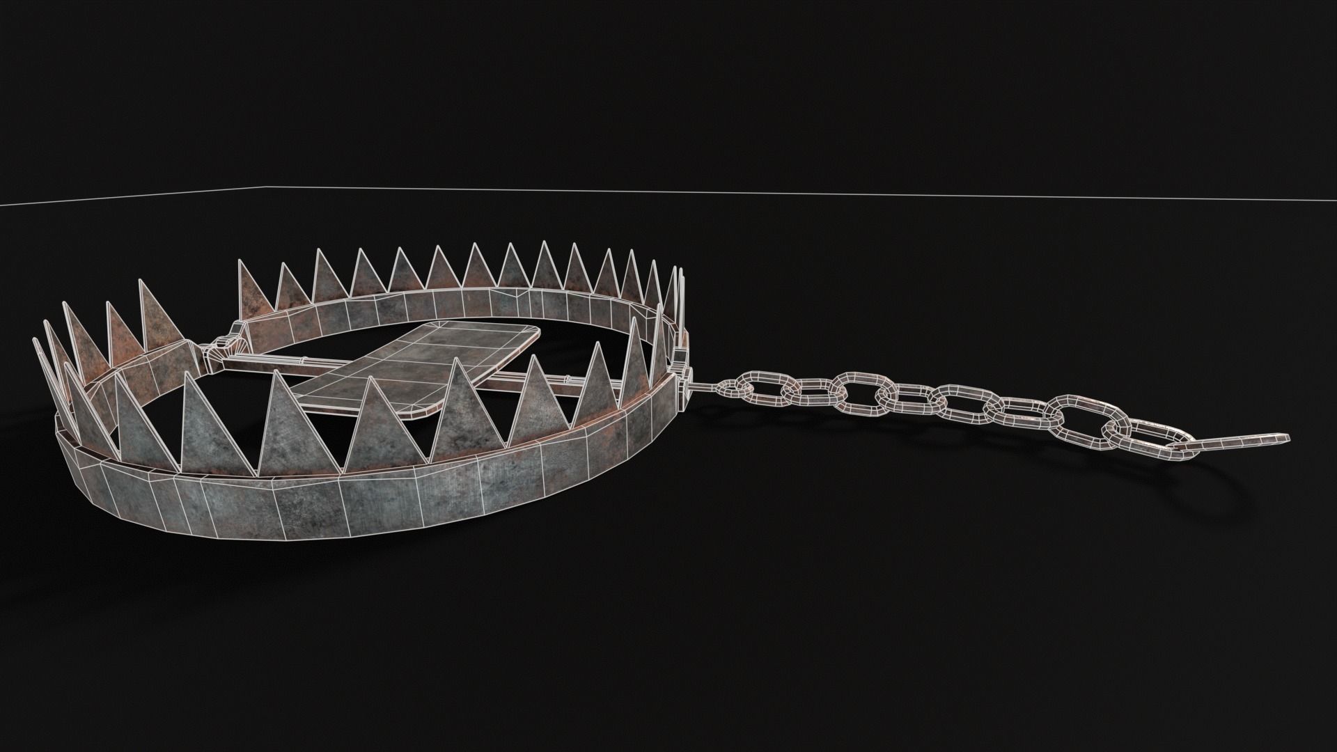 Chained Bear Trap Low-poly 3D model_13