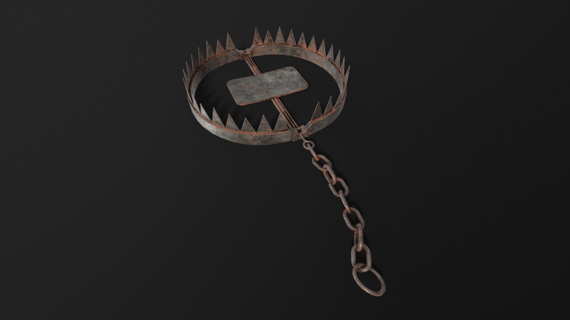 Chained Bear Trap Low-poly 3D model_8