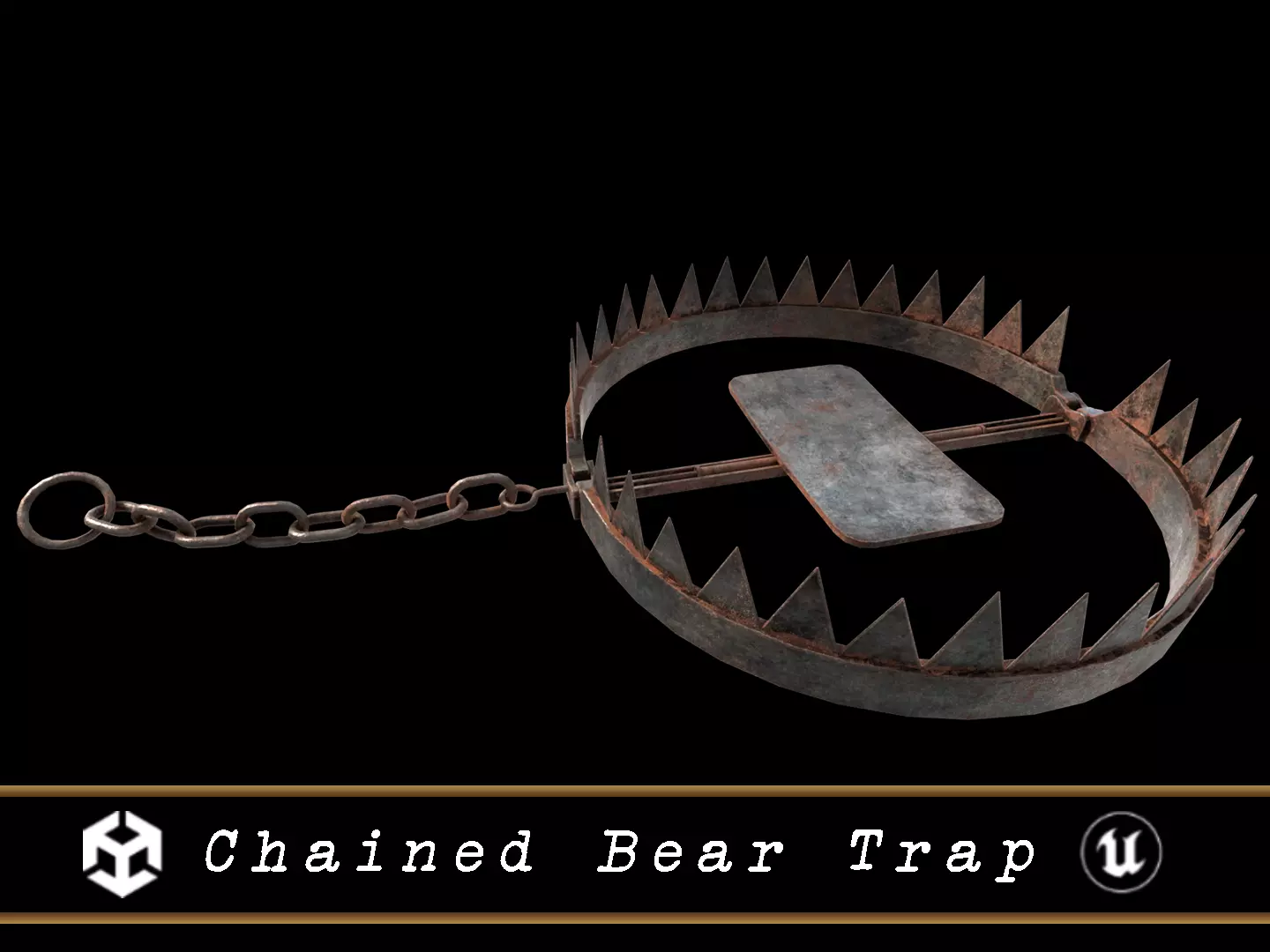 Chained Bear Trap Low-poly 3D model_0