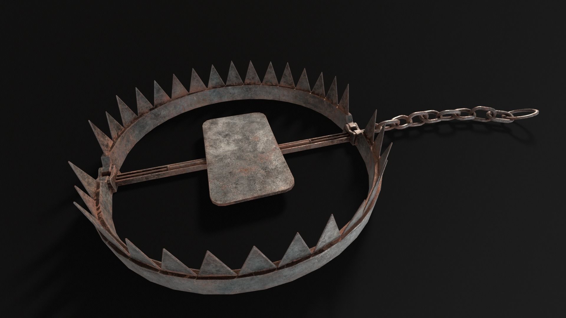 Chained Bear Trap Low-poly 3D model_16