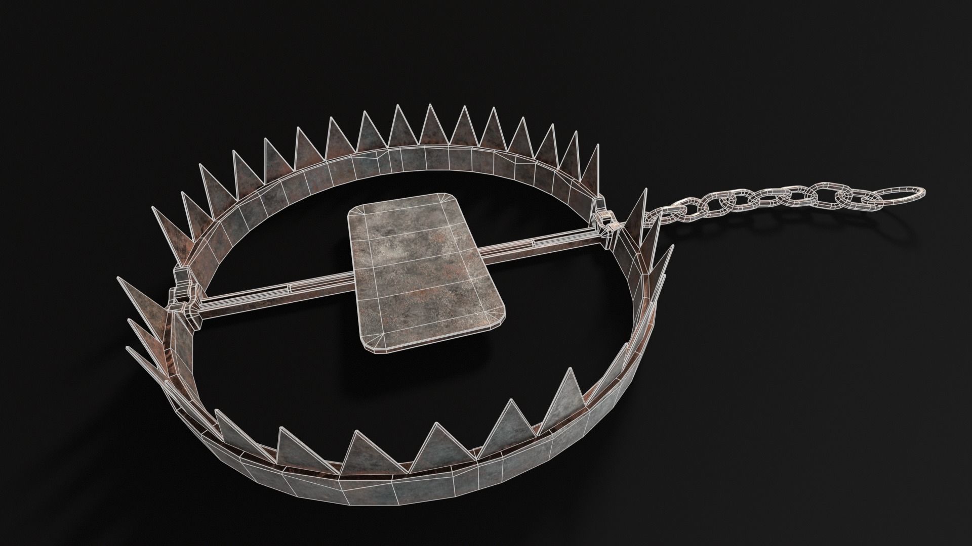 Chained Bear Trap Low-poly 3D model_17
