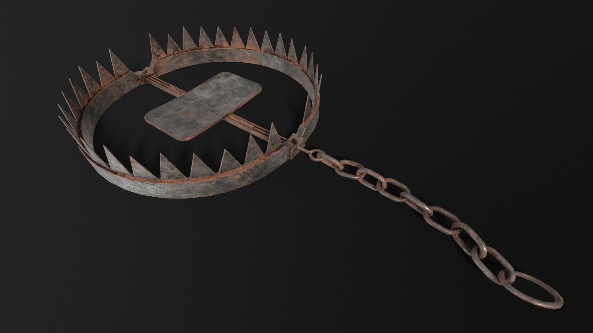 Chained Bear Trap Low-poly 3D model_10