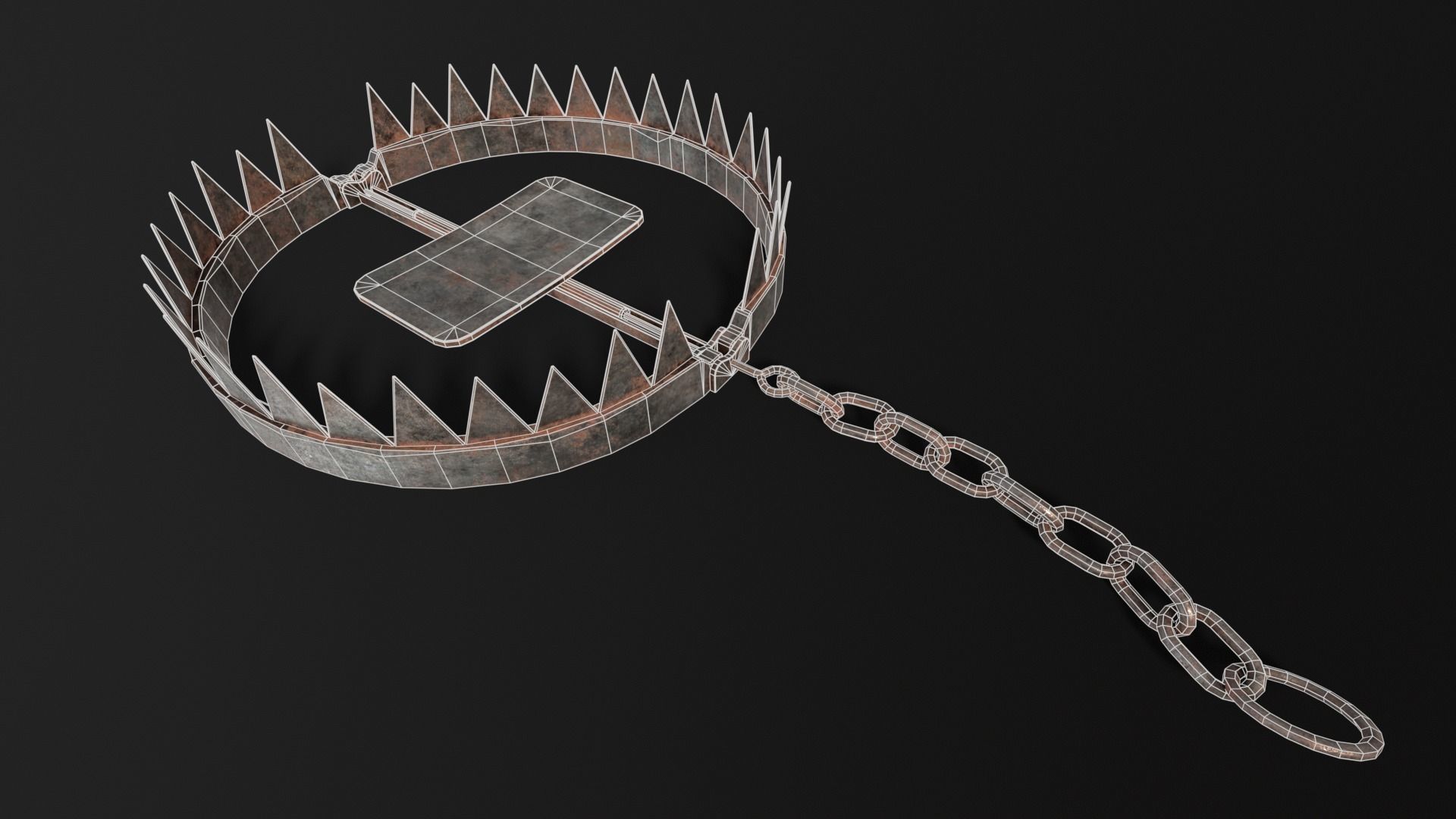 Chained Bear Trap Low-poly 3D model_11