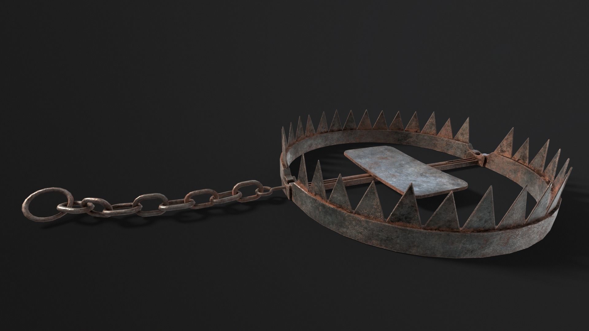Chained Bear Trap Low-poly 3D model_4