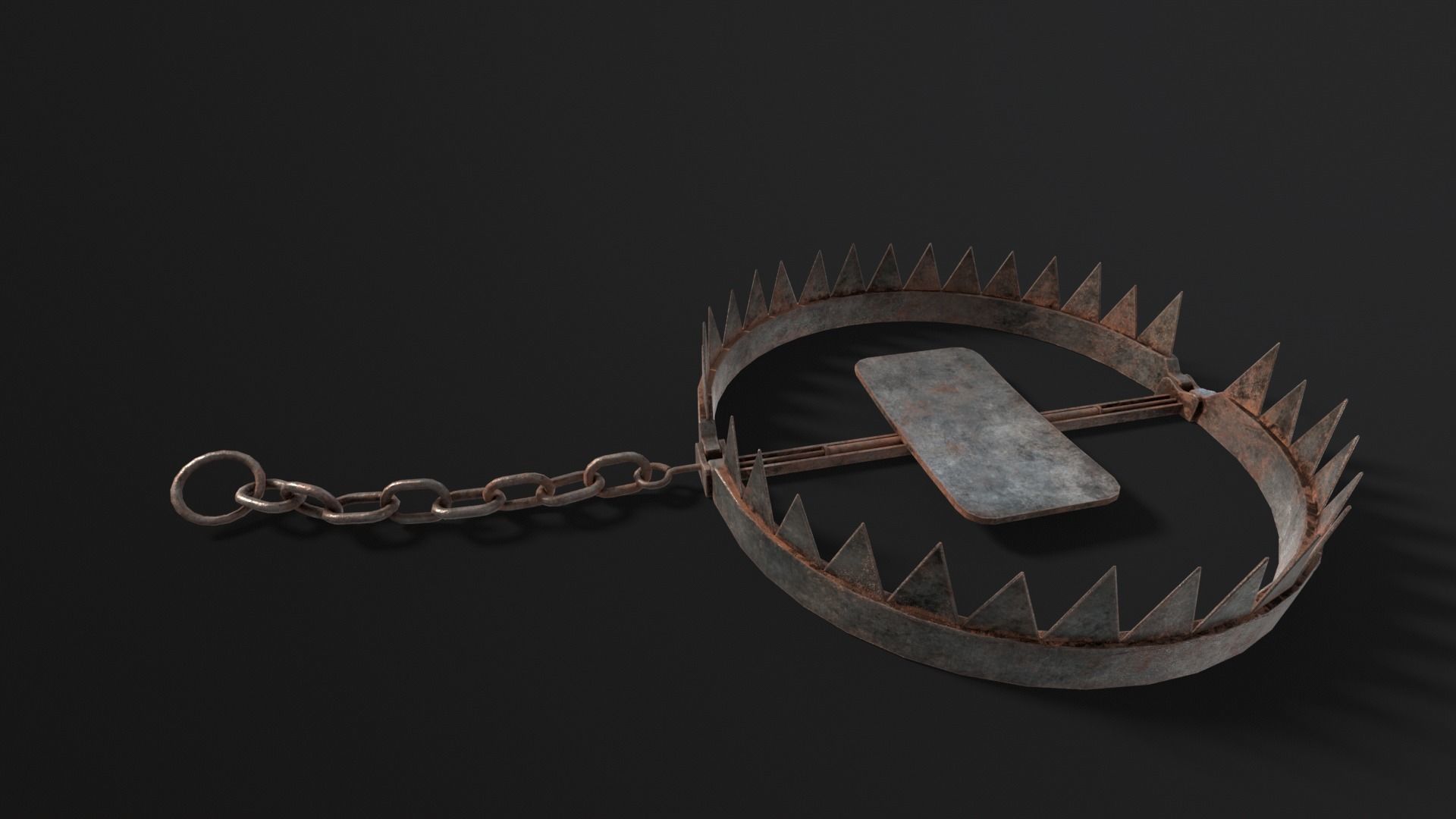Chained Bear Trap Low-poly 3D model_2