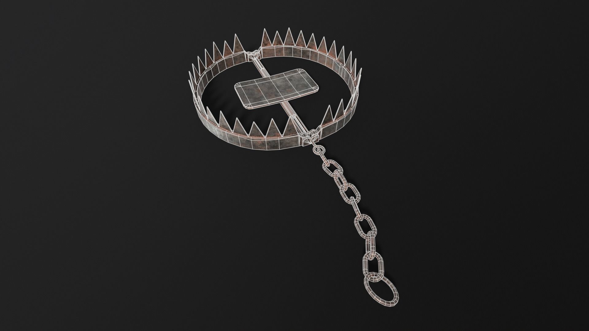 Chained Bear Trap Low-poly 3D model_9