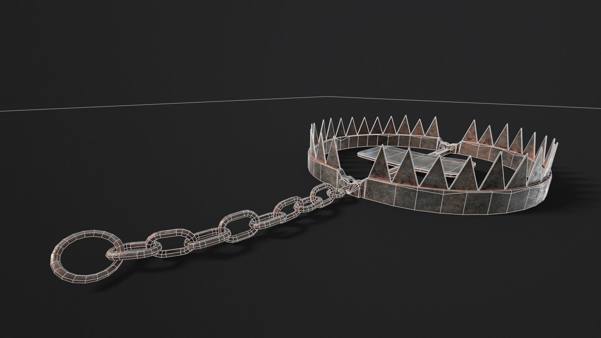 Chained Bear Trap Low-poly 3D model_7
