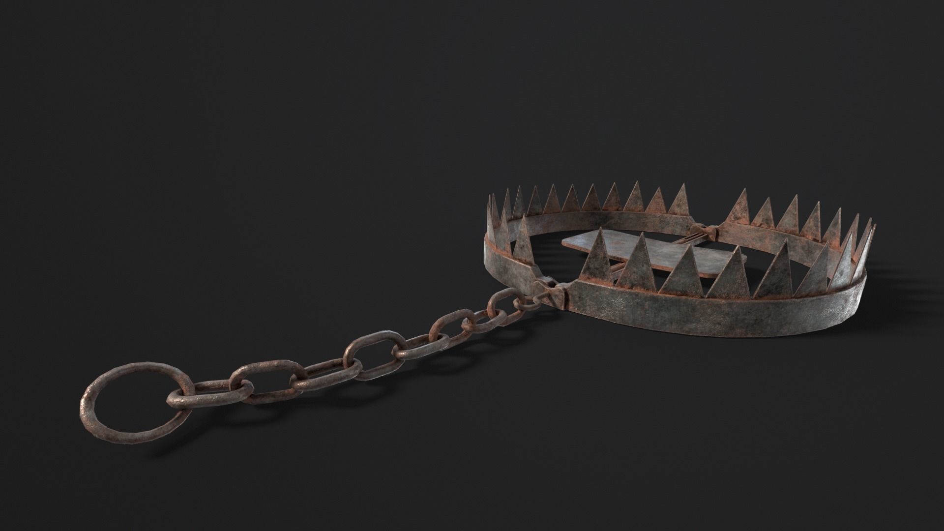 Chained Bear Trap Low-poly 3D model_6