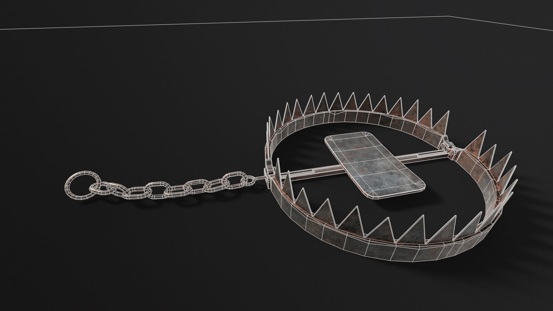 Chained Bear Trap Low-poly 3D model_3