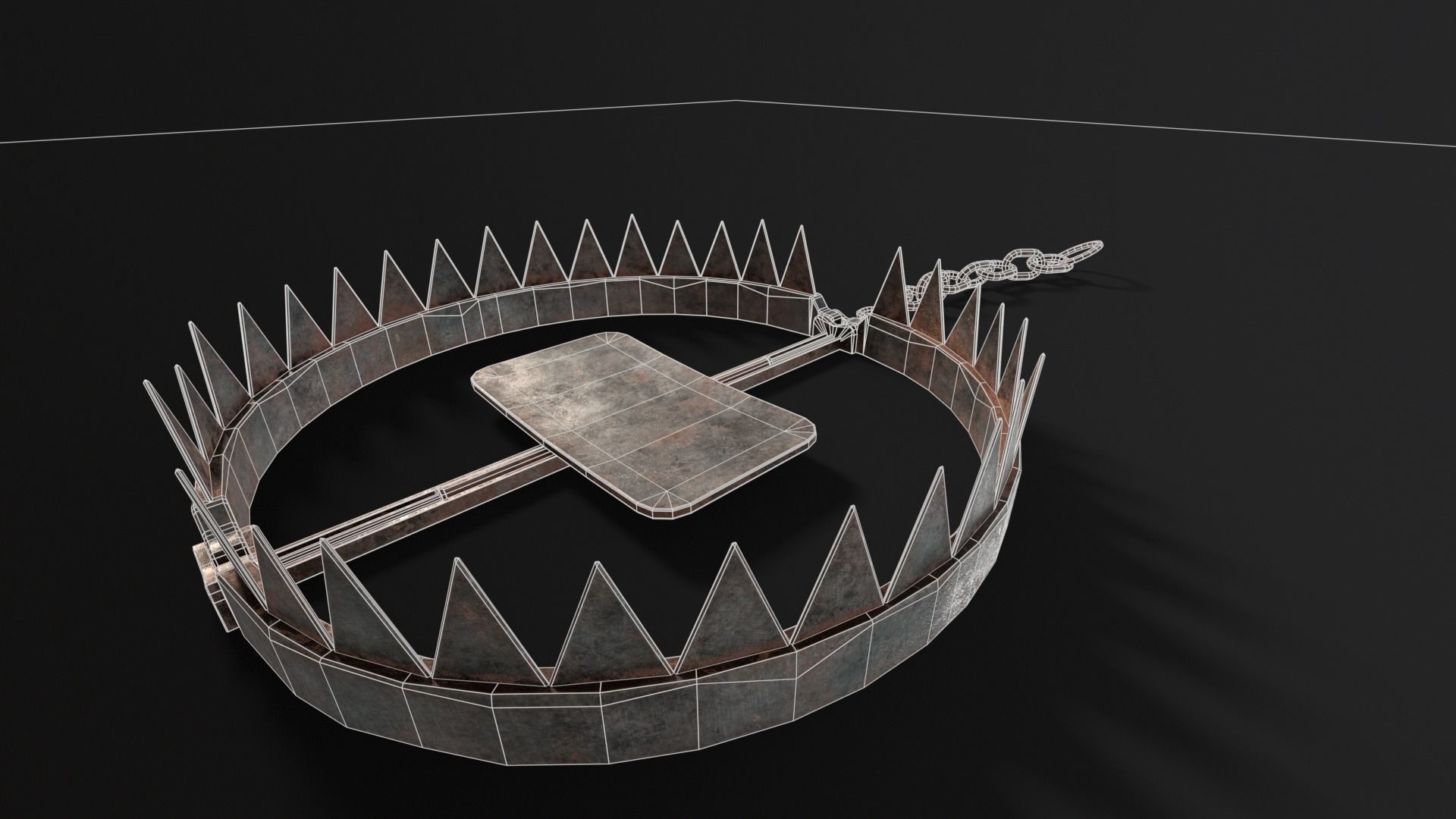 Chained Bear Trap Low-poly 3D model_19