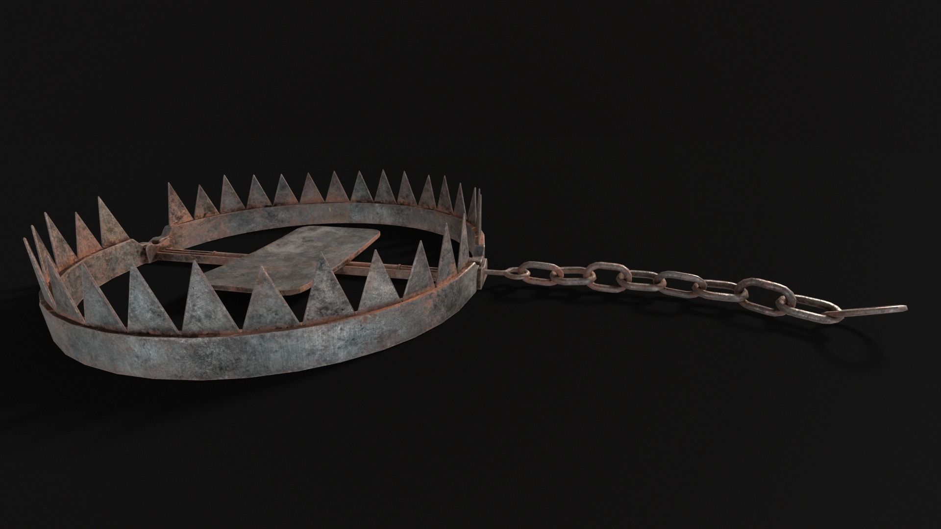 Chained Bear Trap Low-poly 3D model_12