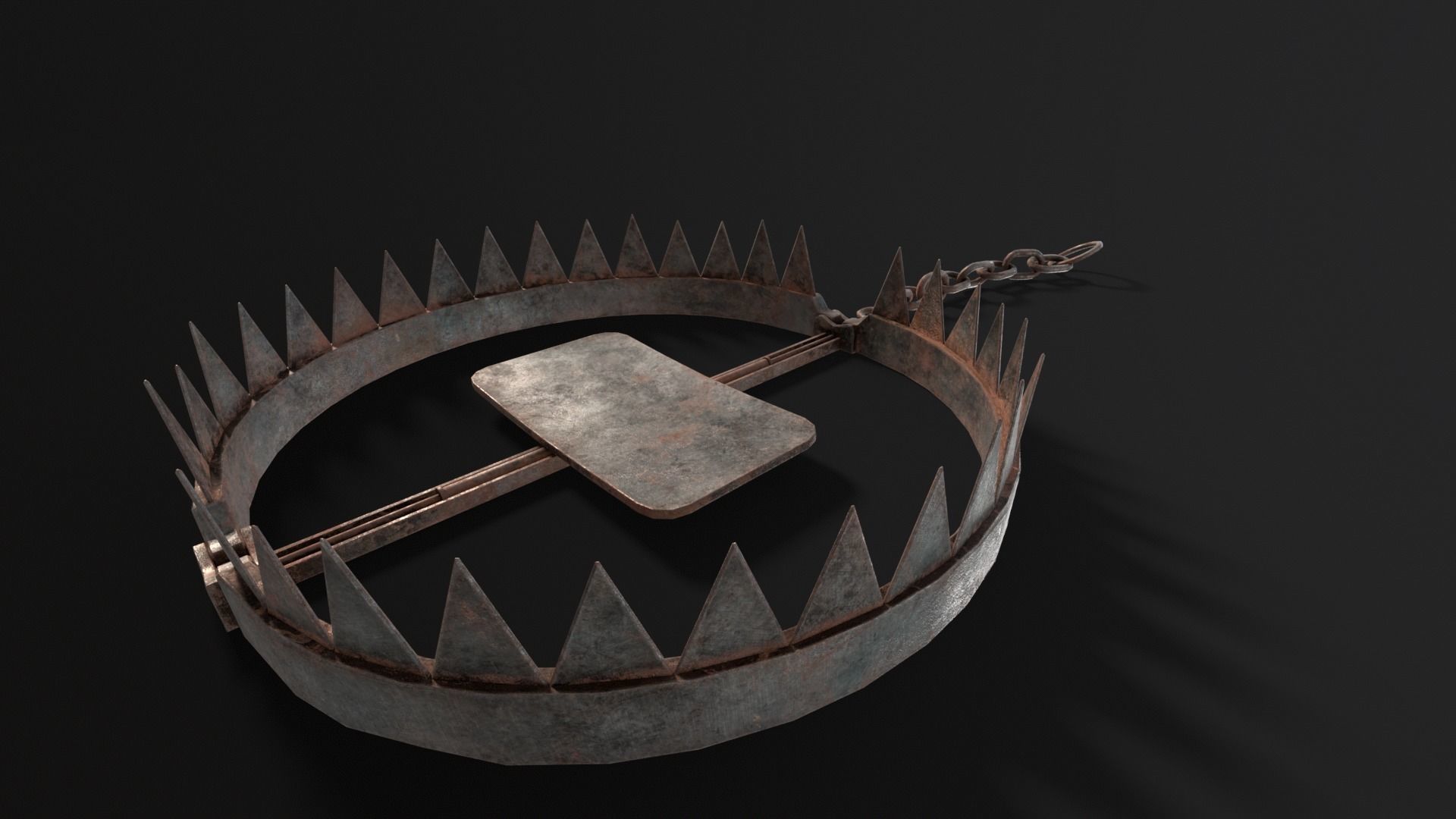 Chained Bear Trap Low-poly 3D model_18