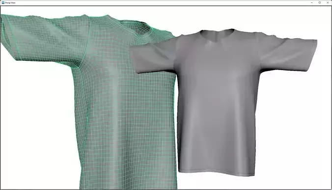 T Shirt short sleeve manual retopo to quad Low-poly 3D model