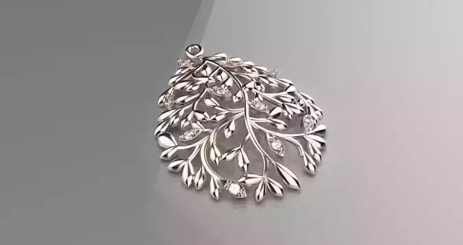 jewelry tree branch vine diamond pandent 3d model