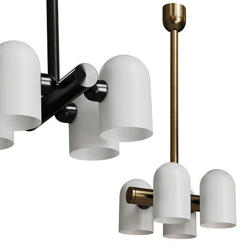 Odyssey Brass Chandelier by Worm pendant light Low-poly 3D model