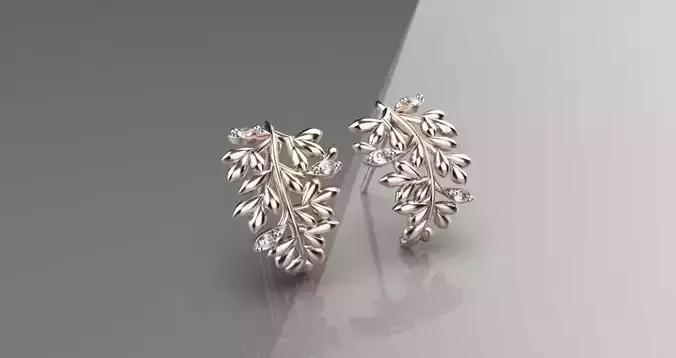 jewelry tree branch vine diamond earing 3d model 3D print model