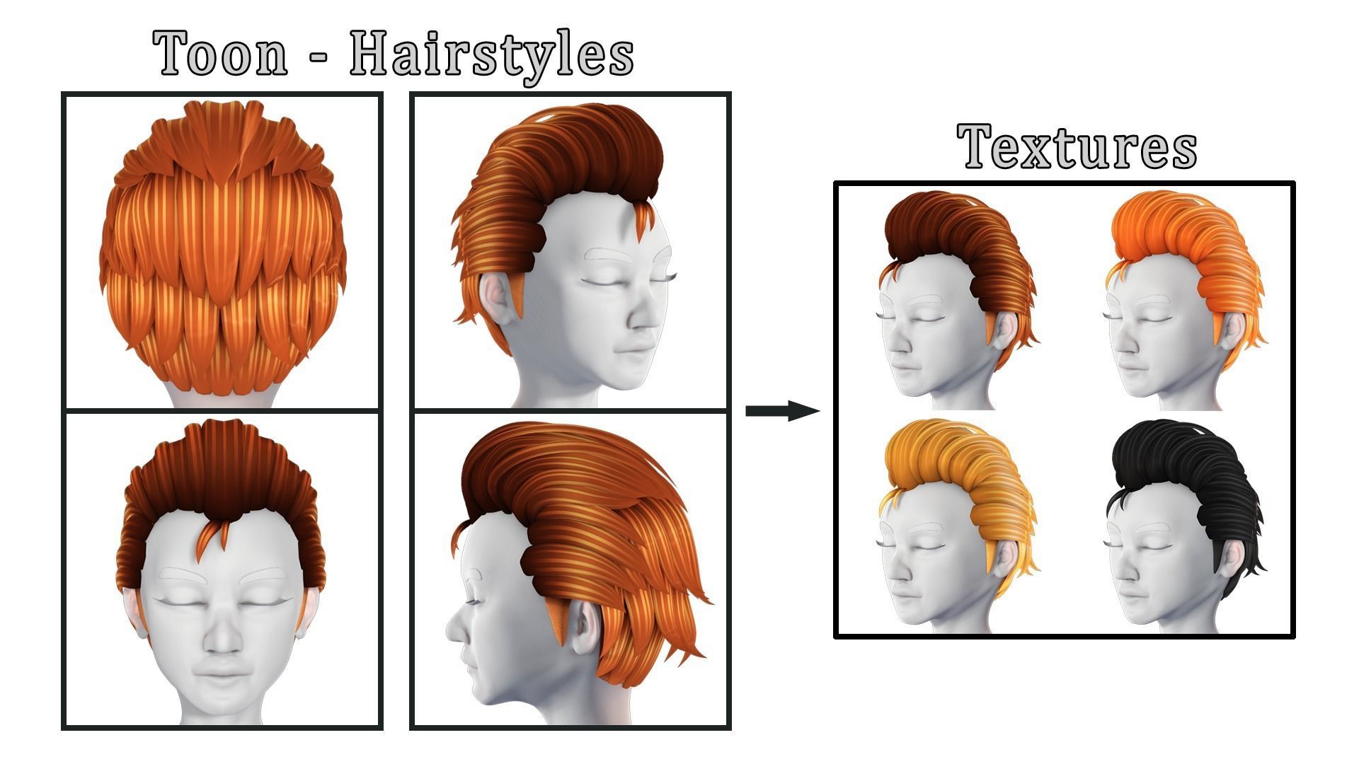 Toon Hairstyles5 - Male Low-poly 3D model_1