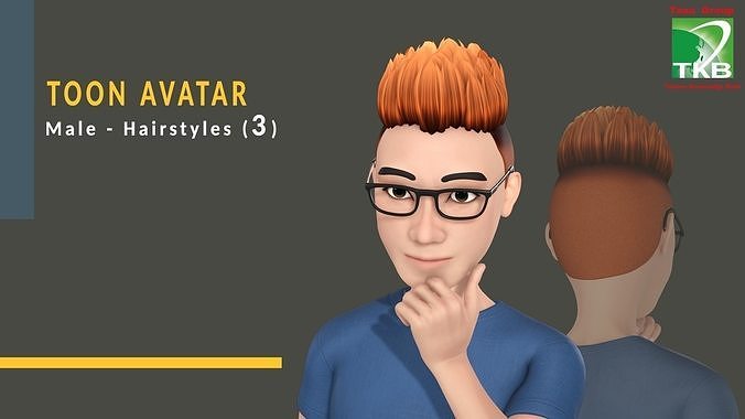 Toon Hairstyles3 - Male Low-poly 3D model
