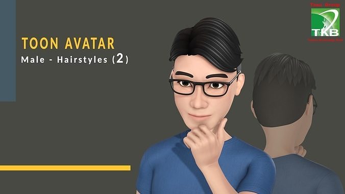 Toon Hairstyles2 - Male Low-poly 3D model