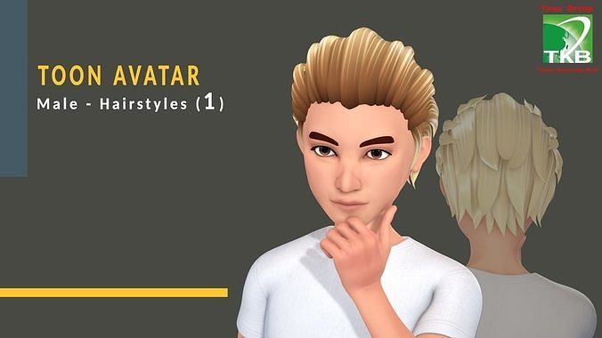 Toon Hairstyles1 - Male Low-poly 3D model