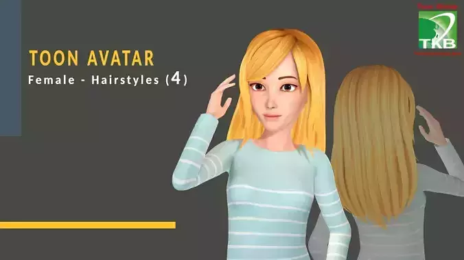 Toon Hairstyles4 - Female Low-poly 3D model