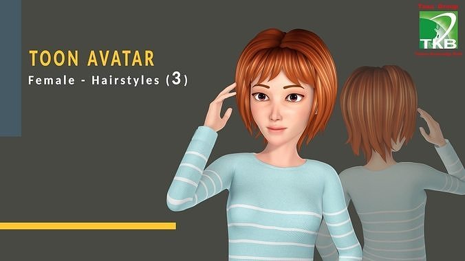 Toon Hairstyles3 - Female Low-poly 3D model