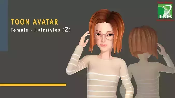 Toon Hairstyles2 - Female Low-poly 3D model