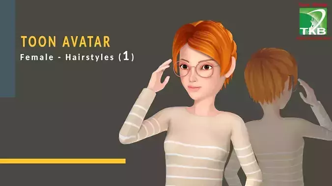 Toon Hairstyles1 - Female Low-poly 3D model