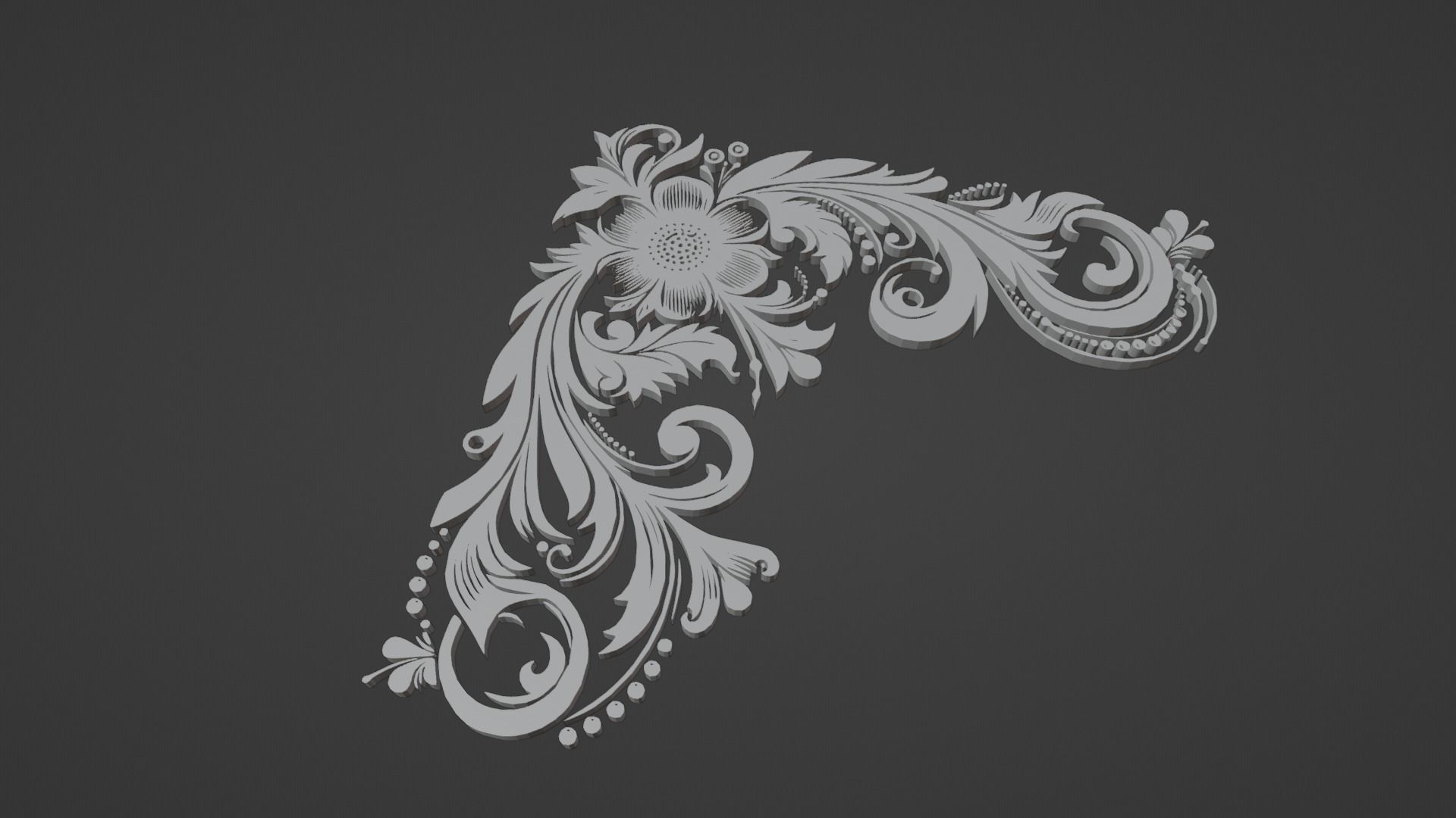 Floral Flourish Bundle 10 Corner Curve Beauties  Low-poly 3D model_14