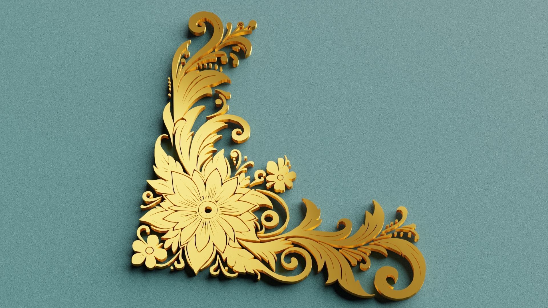 Floral Flourish Bundle 10 Corner Curve Beauties  Low-poly 3D model_6