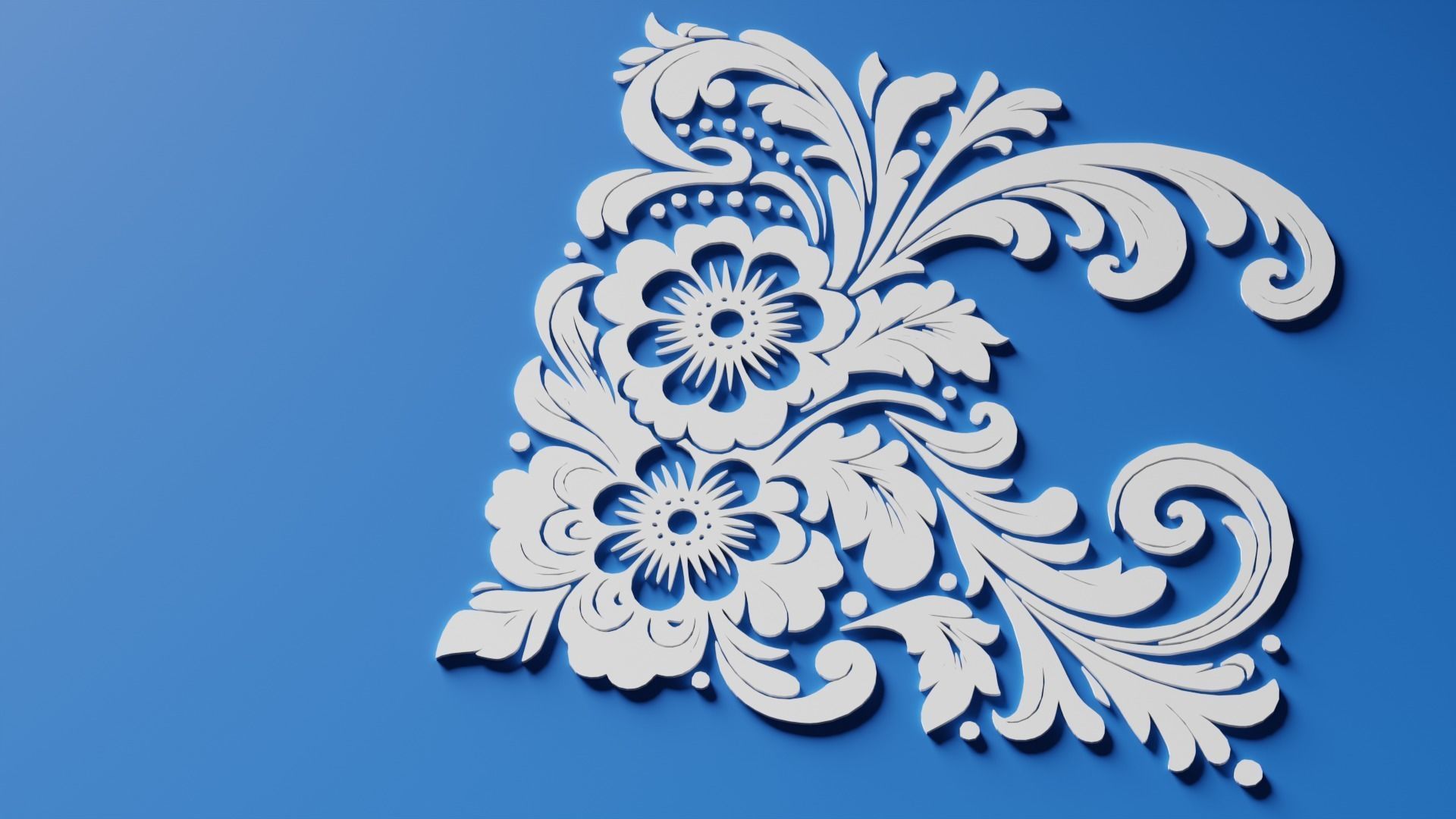 Floral Flourish Bundle 10 Corner Curve Beauties  Low-poly 3D model_4