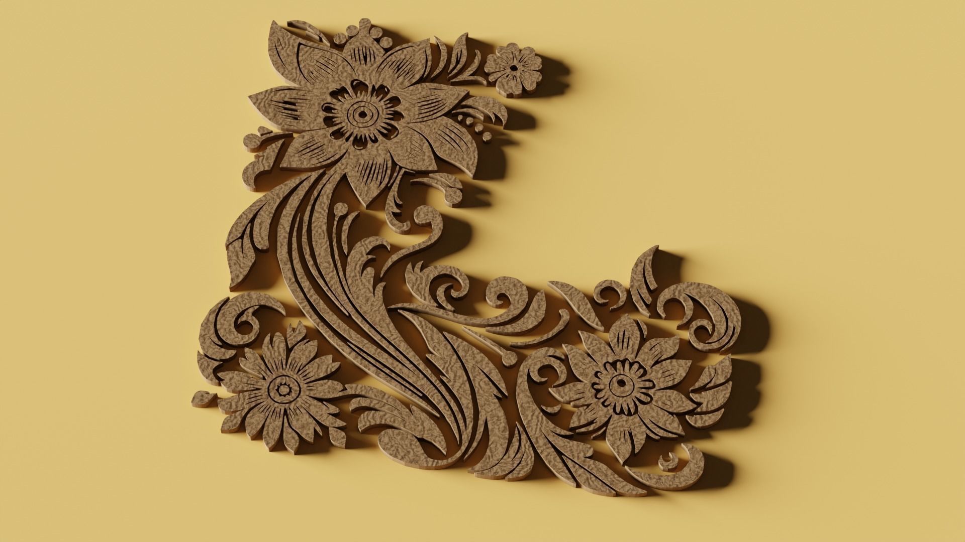 Floral Flourish Bundle 10 Corner Curve Beauties  Low-poly 3D model_7