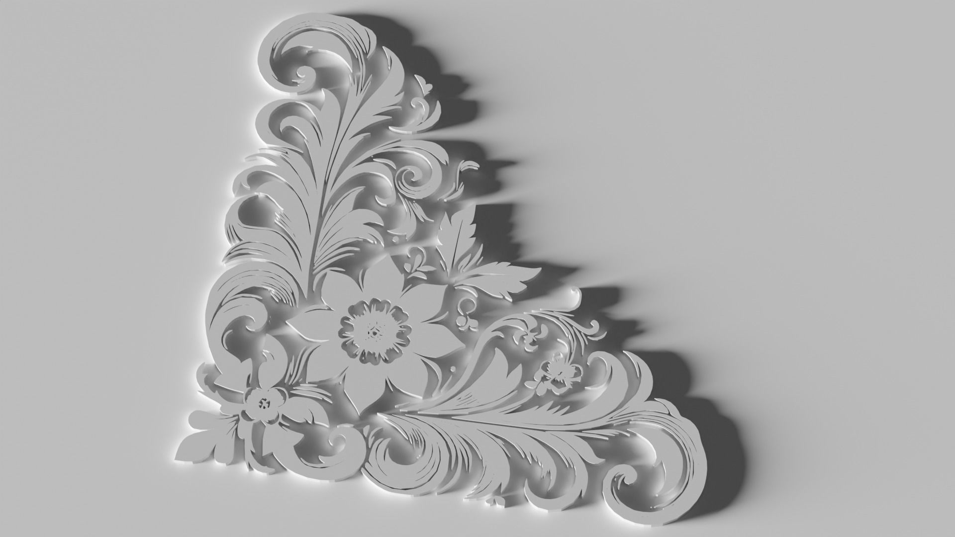 Floral Flourish Bundle 10 Corner Curve Beauties  Low-poly 3D model_13