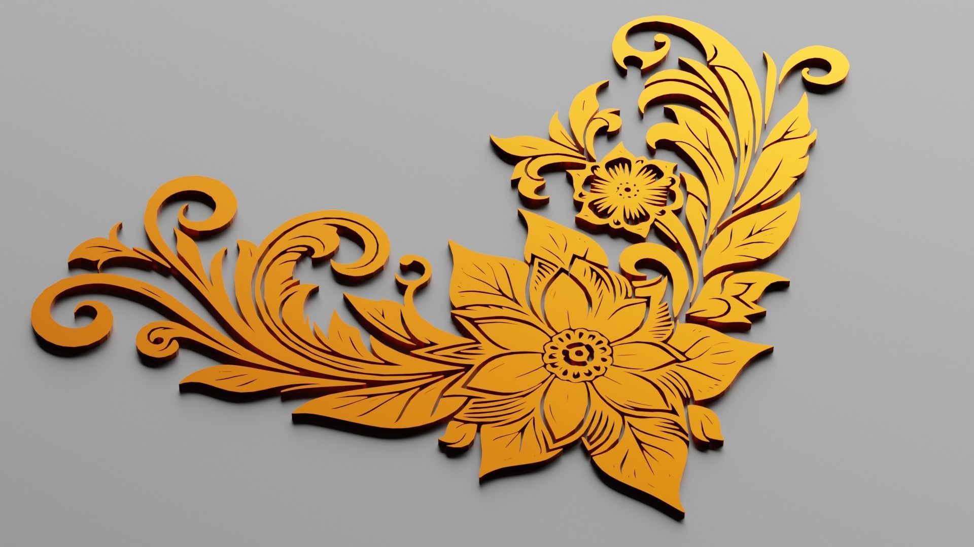 Floral Flourish Bundle 10 Corner Curve Beauties  Low-poly 3D model_12