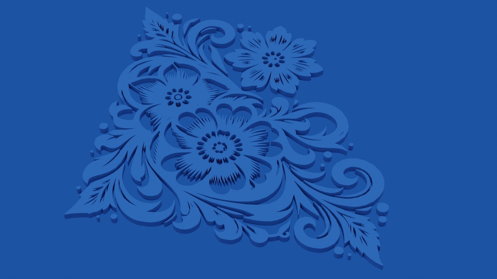 Floral Flourish Bundle 10 Corner Curve Beauties  Low-poly 3D model_11