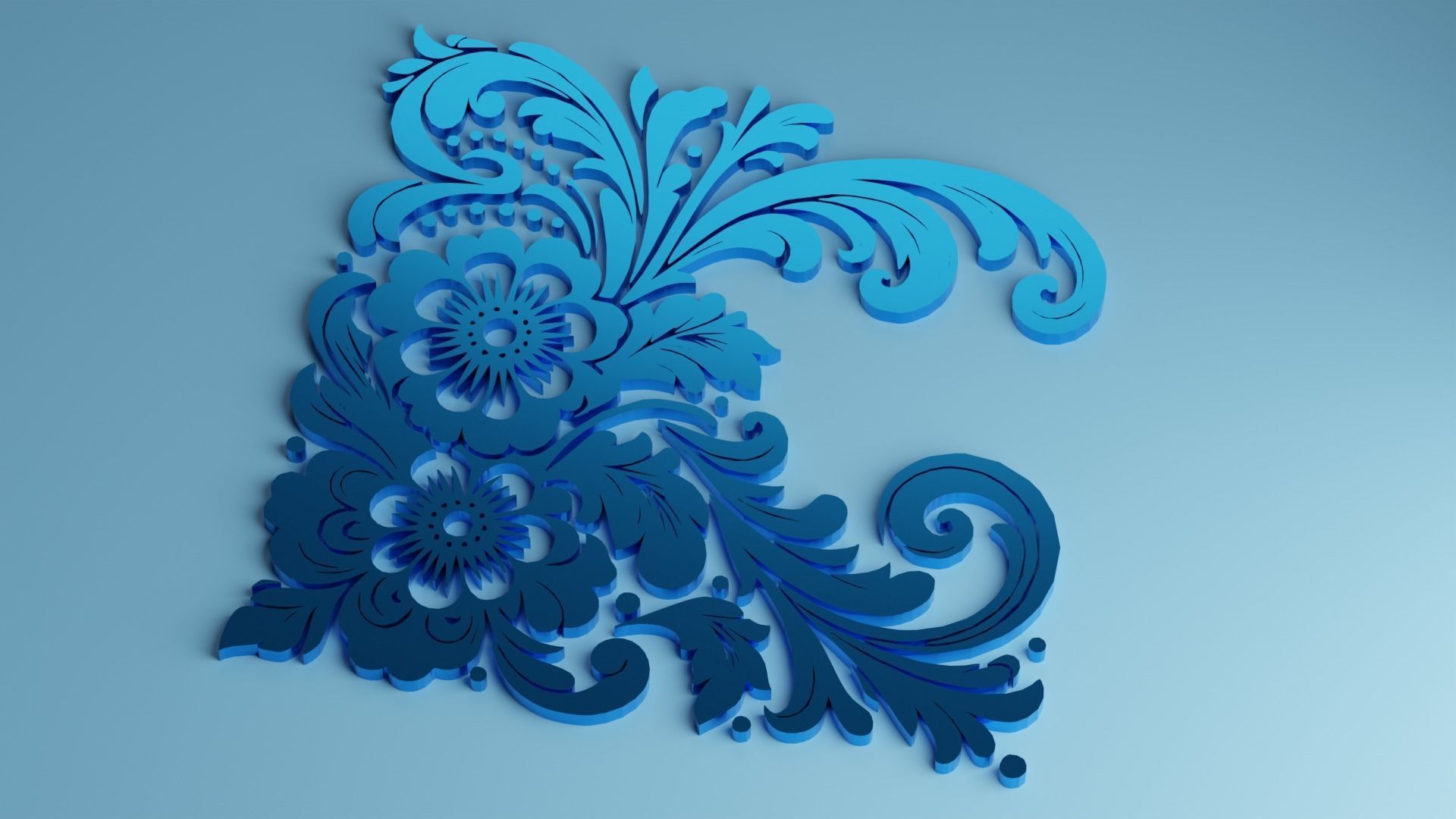 Floral Flourish Bundle 10 Corner Curve Beauties  Low-poly 3D model_8