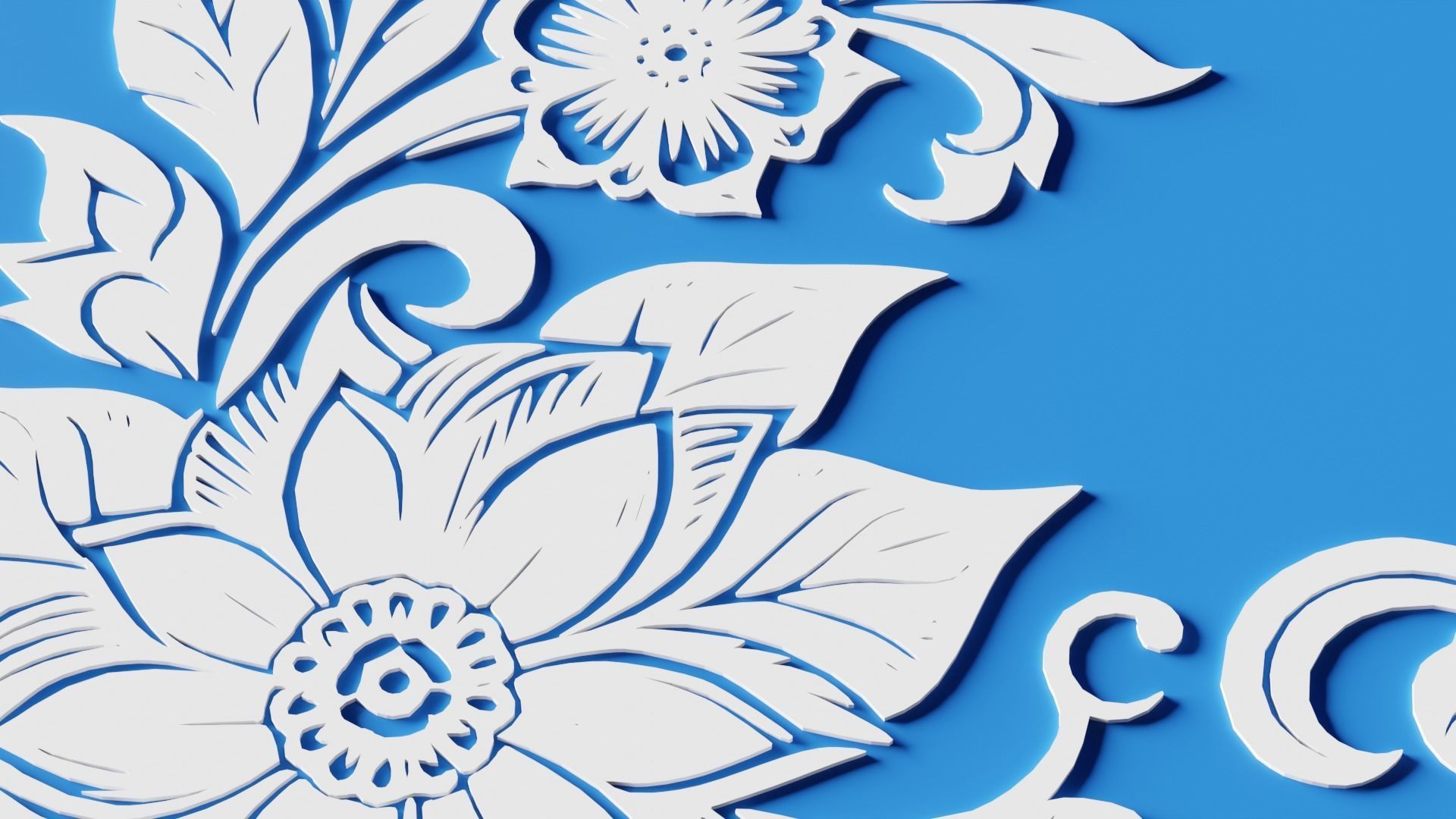 Floral Flourish Bundle 10 Corner Curve Beauties  Low-poly 3D model_3