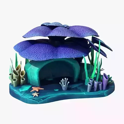 Cartoon Coral Reef v3 Low-poly 3D model