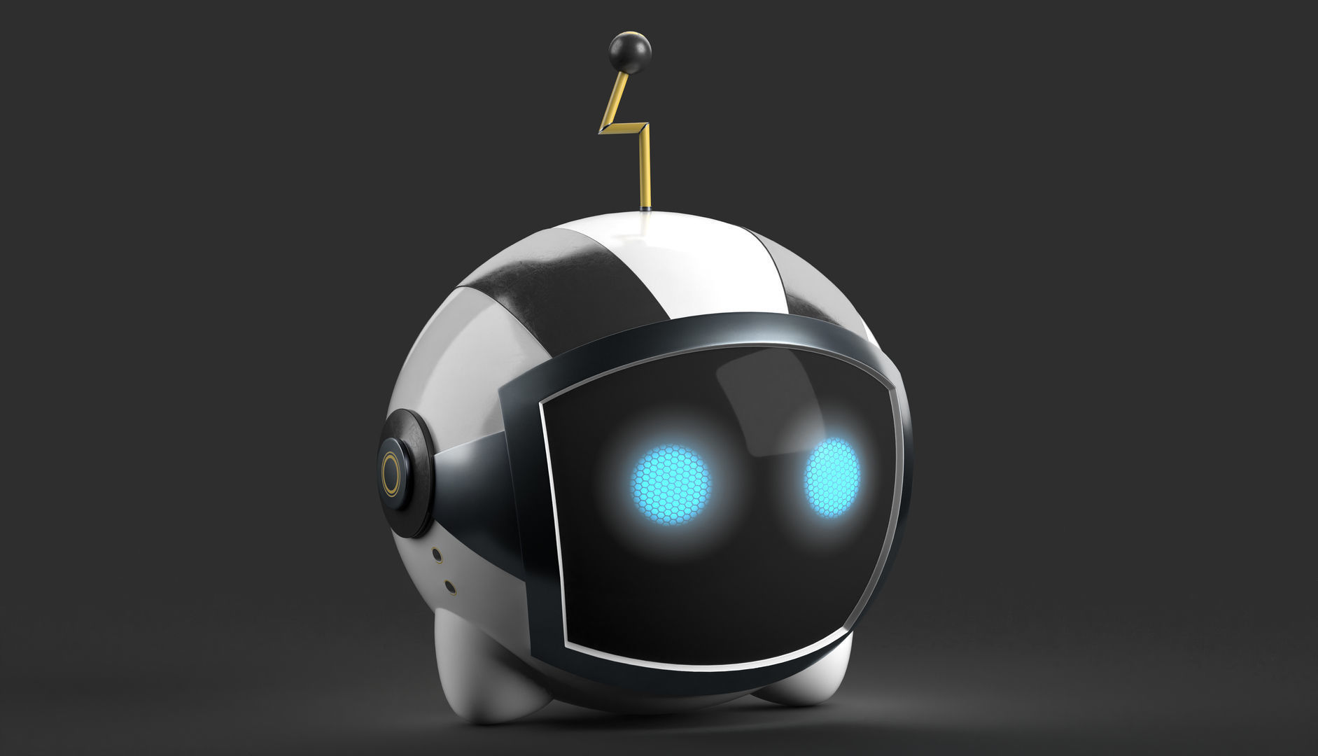 Character Cartoon Ball Robot 3D model_5