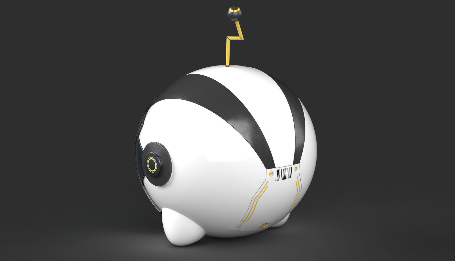Character Cartoon Ball Robot 3D model_2