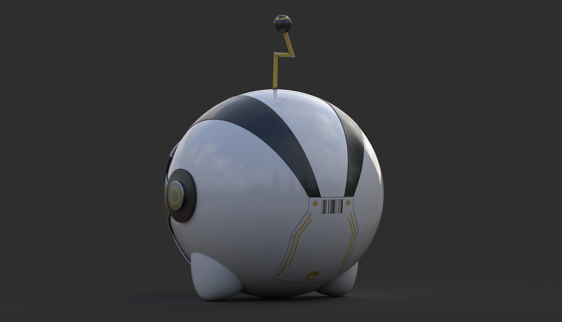 Character Cartoon Ball Robot 3D model_16