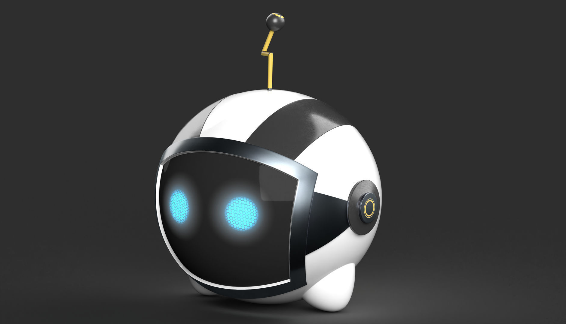 Character Cartoon Ball Robot 3D model_7