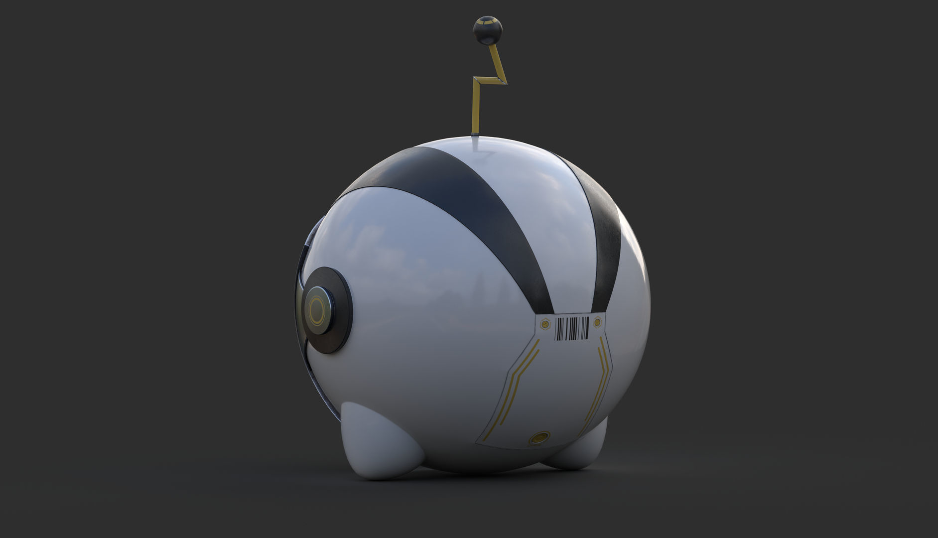 Character Cartoon Ball Robot 3D model_4