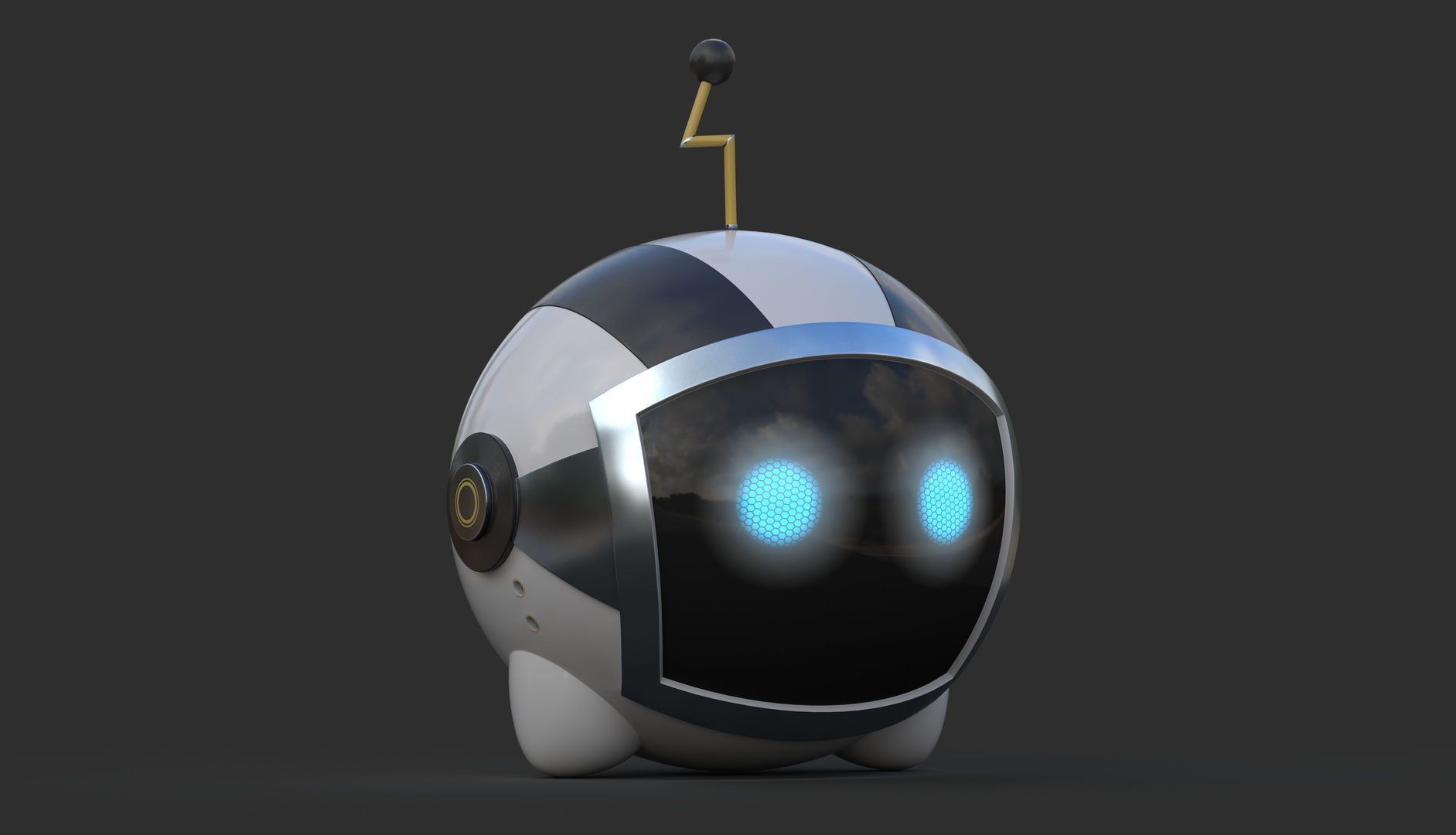 Character Cartoon Ball Robot 3D model_3
